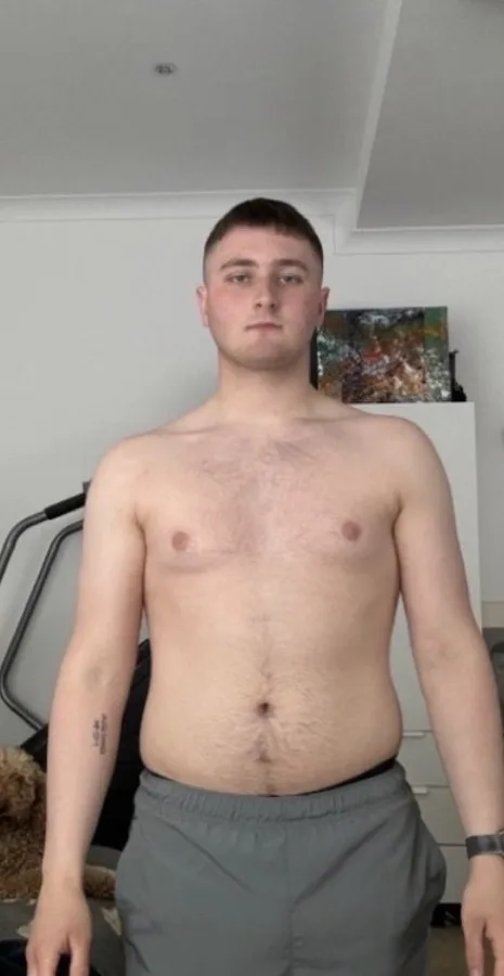 Coaching client at the start, weighing 95kg
